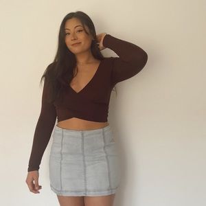 Brown cross fit crop top